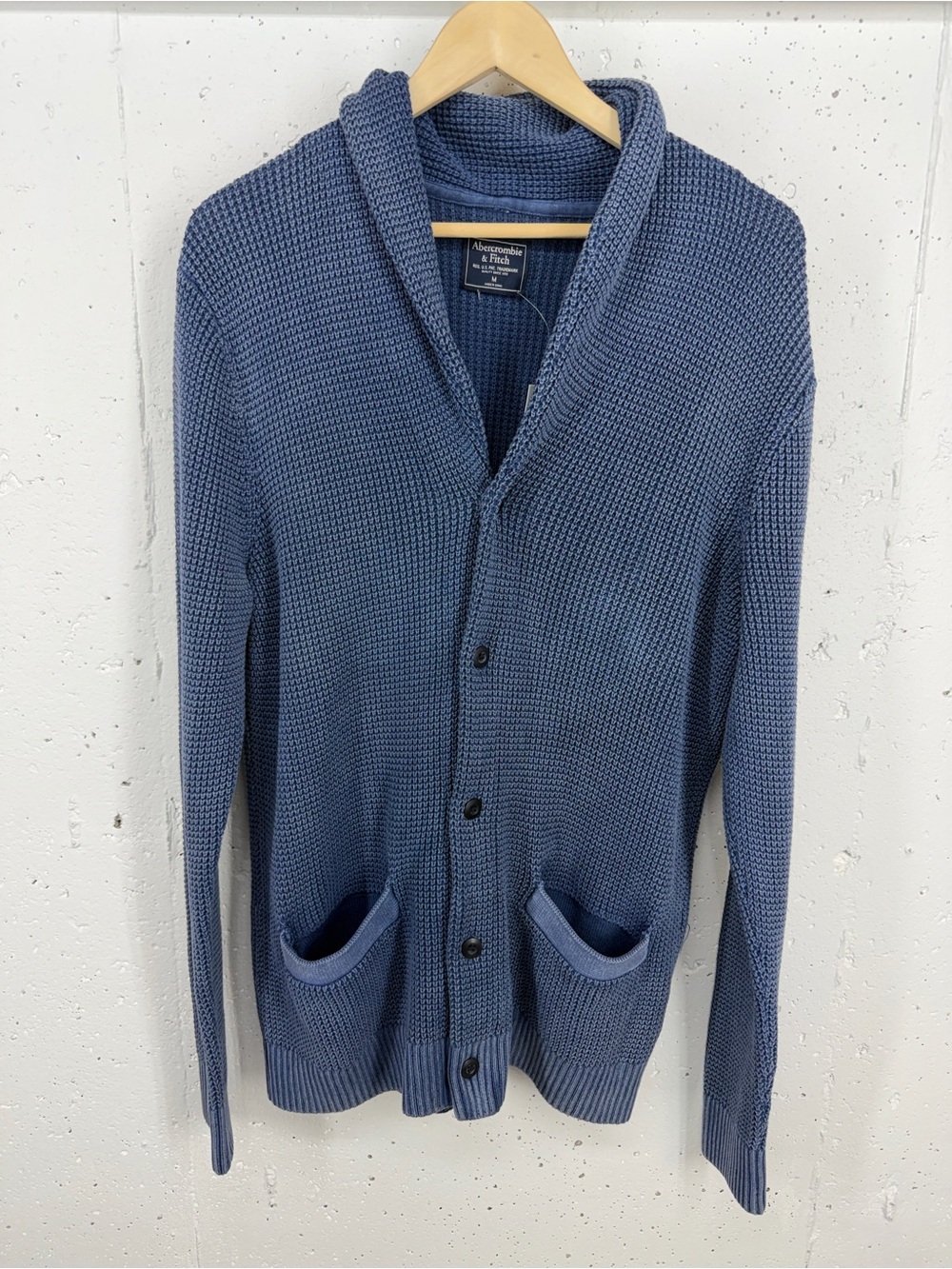 Abercrombie & Fitch men's Med waffle-knit shawl-collar cardigan sweater NEW